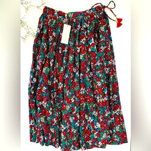 Suzie Kondi designer 
Floral Print Gauze Drawstring Waist Skirt -
M